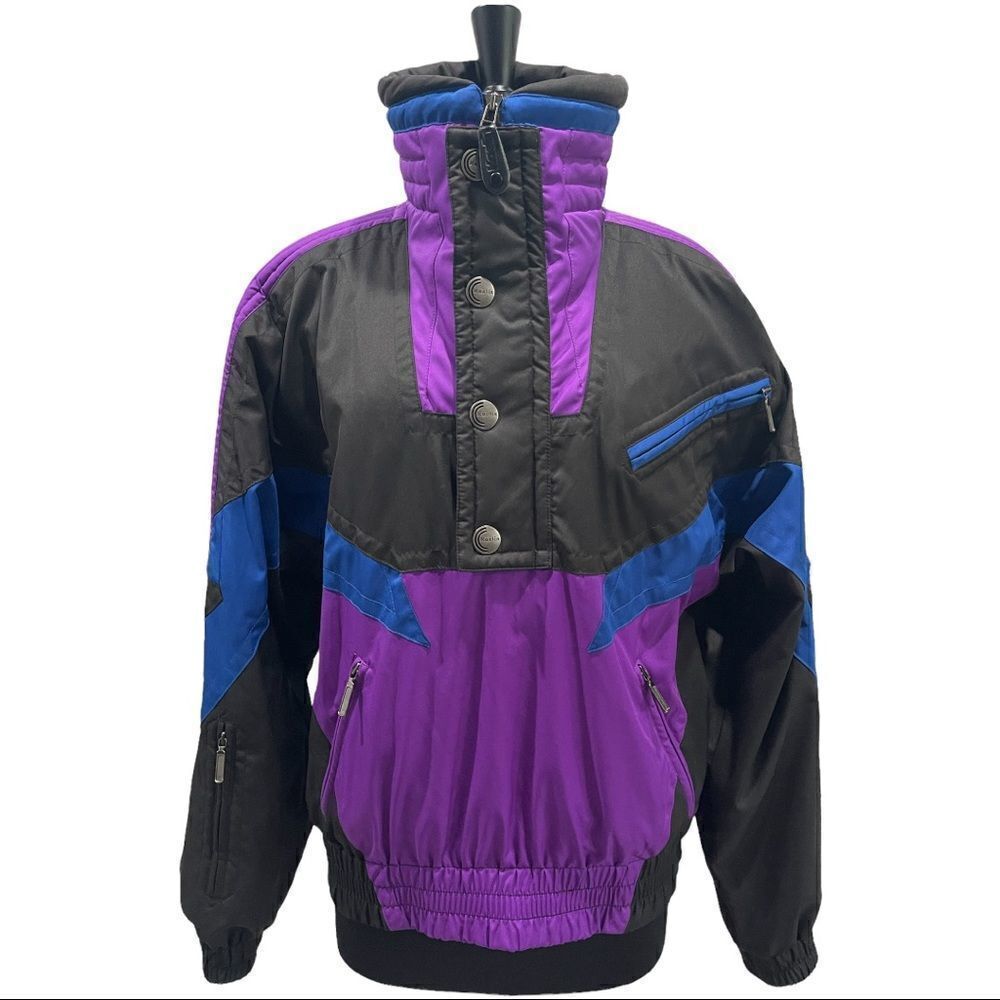 Vintage Kaelin Salomon Ski Jacket 80s 90s Colorblock Purple Black Blue Size M